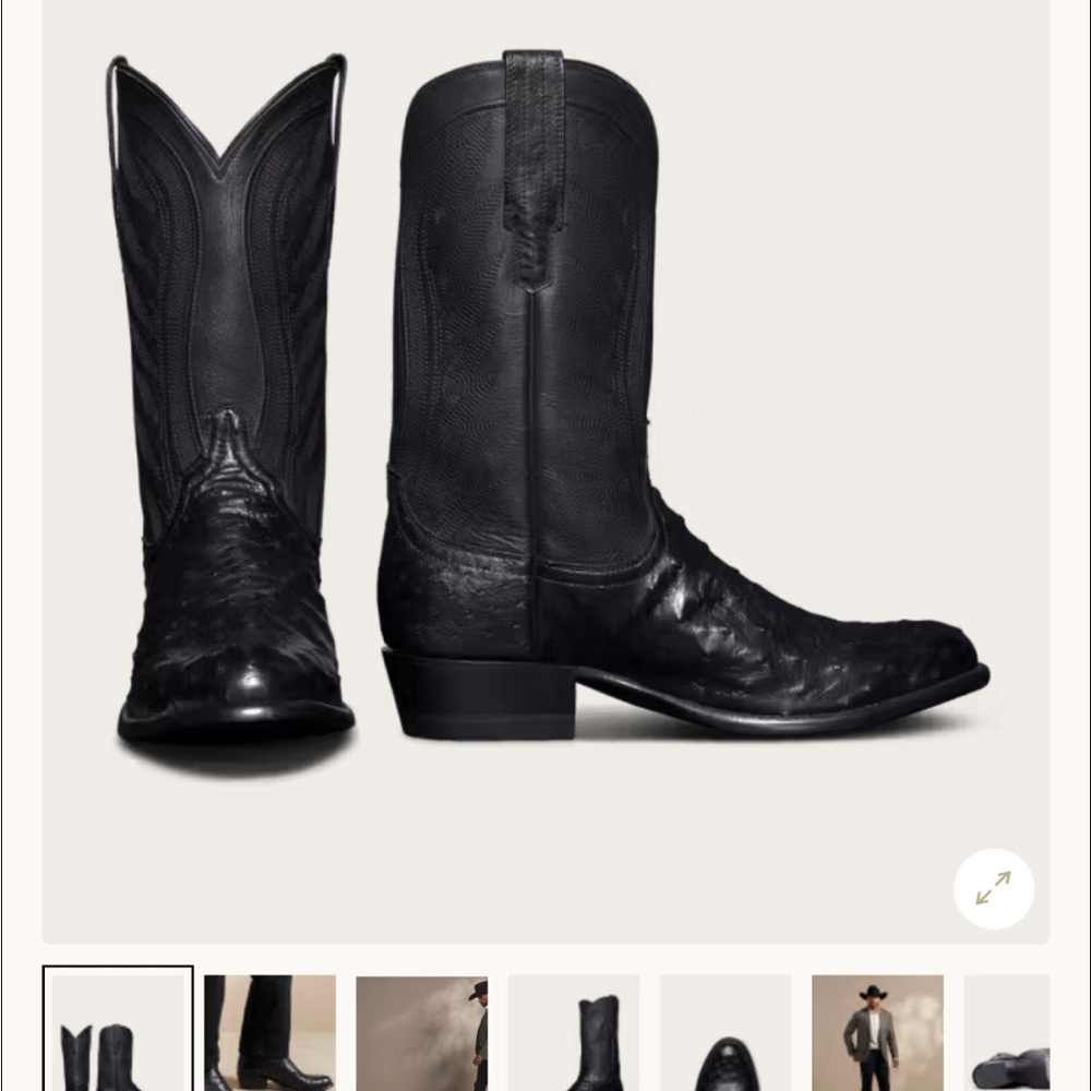 Men's Black Leather Cowboy Boots